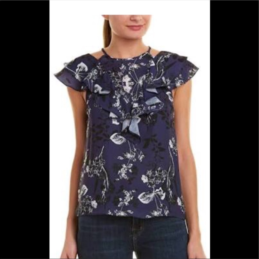 PARKER NAVY PRINTED PARADISE BLOUSE
